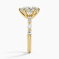 Versailles Pear Moissanite Hidden Halo Engagement Ring with Mixed-Shape Band