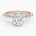 Versailles Pear Moissanite Hidden Halo Engagement Ring with Mixed-Shape Band