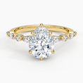 Versailles Pear Moissanite Hidden Halo Engagement Ring with Mixed-Shape Band