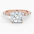 Versailles Princess Moissanite Hidden Halo Engagement Ring with Mixed-Shape Band