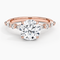 Versailles Round Moissanite Hidden Halo Engagement Ring with Mixed-Shape Band