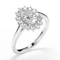 Vintage Beaded Halo Oval Moissanite Engagement Ring