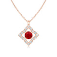 Vintage Clover Lab-Created Ruby with Moissanite Pendant Necklace
