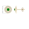 Vintage Clover Round Lab-Created Emerald with Moissanite Accents Stud Earrings