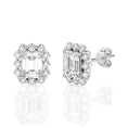 Load image into Gallery viewer, Vintage-Inspired Emerald Cut Halo Moissanite Stud Earrings