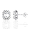 Vintage-Inspired Emerald Cut Halo Moissanite Stud Earrings