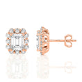 Vintage-Inspired Emerald Cut Halo Moissanite Stud Earrings