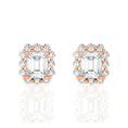 Vintage-Inspired Emerald Cut Halo Moissanite Stud Earrings