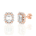Load image into Gallery viewer, Vintage-Inspired Emerald Cut Halo Moissanite Stud Earrings