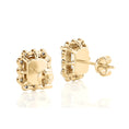 Vintage-Inspired Emerald Cut Halo Moissanite Stud Earrings