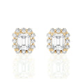 Vintage-Inspired Emerald Cut Halo Moissanite Stud Earrings