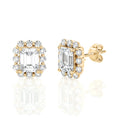 Vintage-Inspired Emerald Cut Halo Moissanite Stud Earrings
