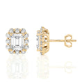 Vintage-Inspired Emerald Cut Halo Moissanite Stud Earrings