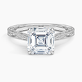 Load image into Gallery viewer, Vintage Engraved Asscher Cut Moissanite Engagement Ring