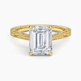 Load image into Gallery viewer, Vintage Engraved Emerald Cut Moissanite Engagement Ring