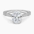 Vintage Engraved Oval Cut Moissanite Engagement Ring
