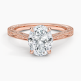 Vintage Engraved Oval Cut Moissanite Engagement Ring