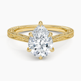 Load image into Gallery viewer, Vintage Engraved Pear Cut Moissanite Engagement Ring