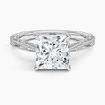 Load image into Gallery viewer, Vintage Engraved Princess Cut Moissanite Engagement Ring