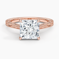Load image into Gallery viewer, Vintage Engraved Princess Cut Moissanite Engagement Ring