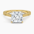 Load image into Gallery viewer, Vintage Engraved Princess Cut Moissanite Engagement Ring