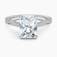 Load image into Gallery viewer, Vintage Engraved Radiant Cut Moissanite Engagement Ring