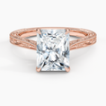 Load image into Gallery viewer, Vintage Engraved Radiant Cut Moissanite Engagement Ring