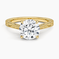 Load image into Gallery viewer, Vintage Engraved Round Cut Moissanite Engagement Ring