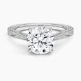 Load image into Gallery viewer, Vintage Engraved Round Cut Moissanite Engagement Ring