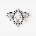 Load image into Gallery viewer, Vintage Halo Oval Cut Moissanite Engagement Ring