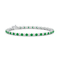 Vivid Green Lab Emerald with Moissanite Accents Illusion Tennis Bracelet
