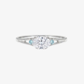 Custom Ring-1.0CT East-West Oval Lab Grown Diamond with Sapphire Accents Engagement Ring