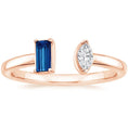 Load image into Gallery viewer, Sapphire Baguette and Marquise Moissanite Toi et Moi Promise Ring