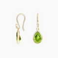 Load image into Gallery viewer, Gold Pear-Shaped Peridot Drop Earrings