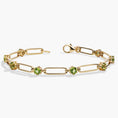 Load image into Gallery viewer, 2.4 CT Round Green Accent Design Peridot Paperclip Bracelet