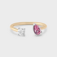 Load image into Gallery viewer, Round Moissanite & Pear Pink Sapphire Toi et Moi Promise Ring