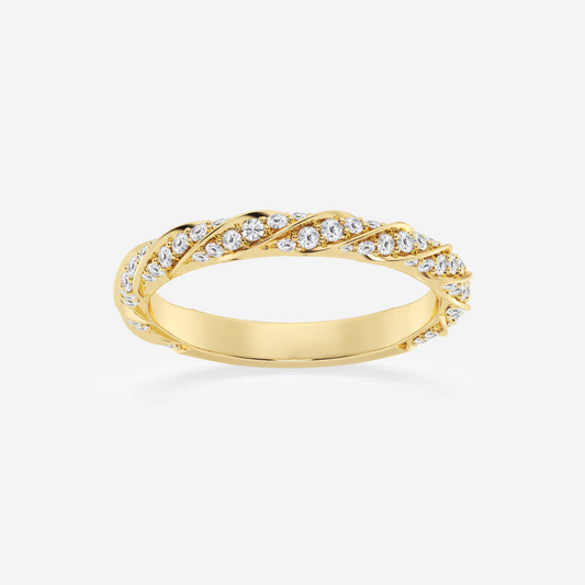 0.48ctw Twist Round Moissanite Prong Set Wedding Band-2.0 mm