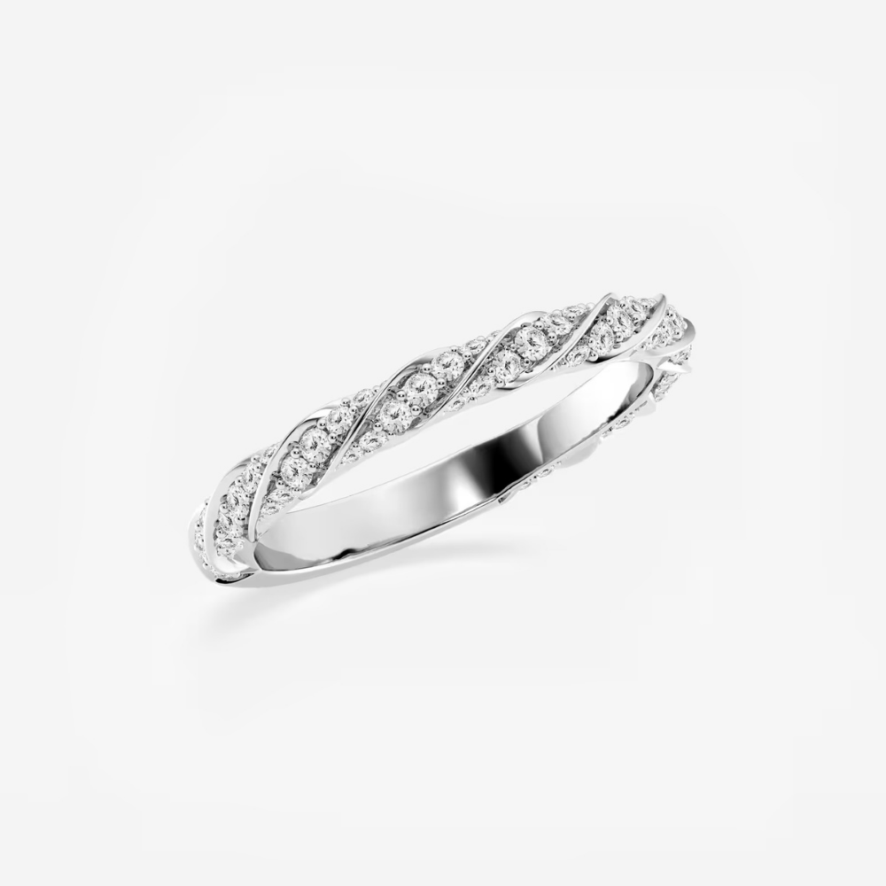 0.48ctw Twist Round Moissanite Prong Set Wedding Band-2.0 mm