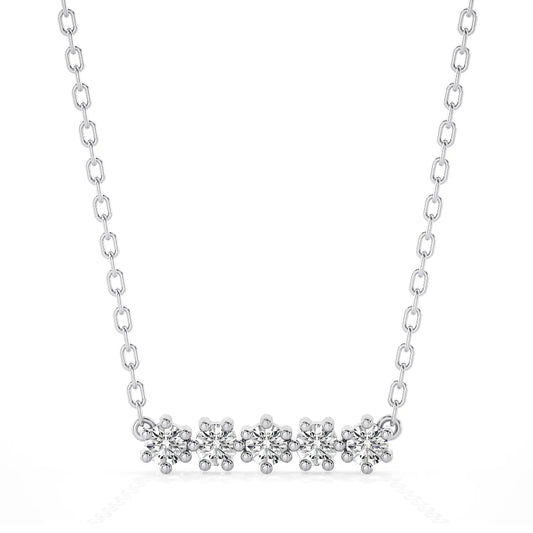 0.50ctw 5 Stone Moissanite Bar Necklace in Sterling Silver