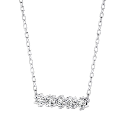 0.50ctw 5 Stone Moissanite Bar Necklace in Sterling Silver