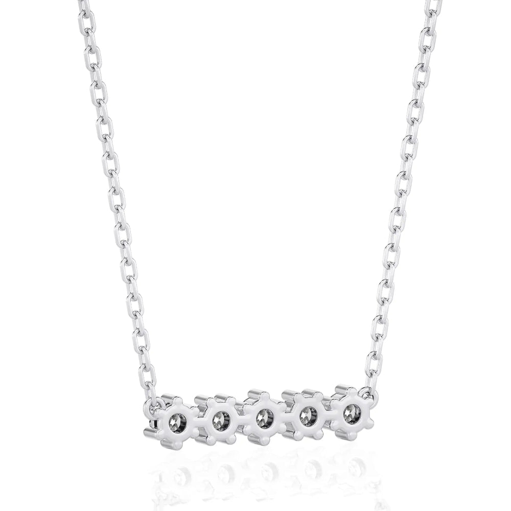 0.50ctw 5 Stone Moissanite Bar Necklace in Sterling Silver