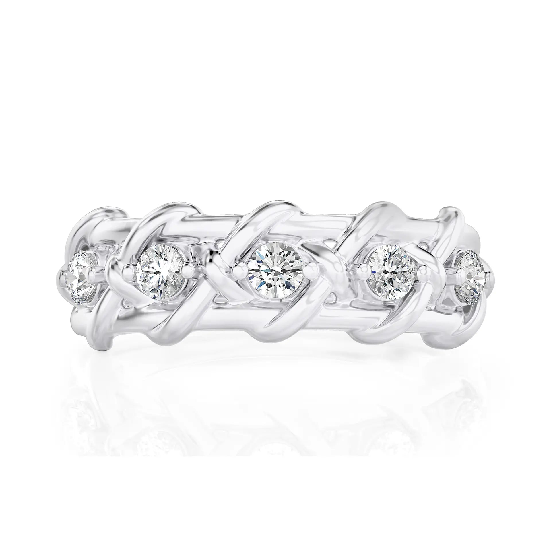 0.5CT Round Cut Criss Cross Moissanite Wedding Band