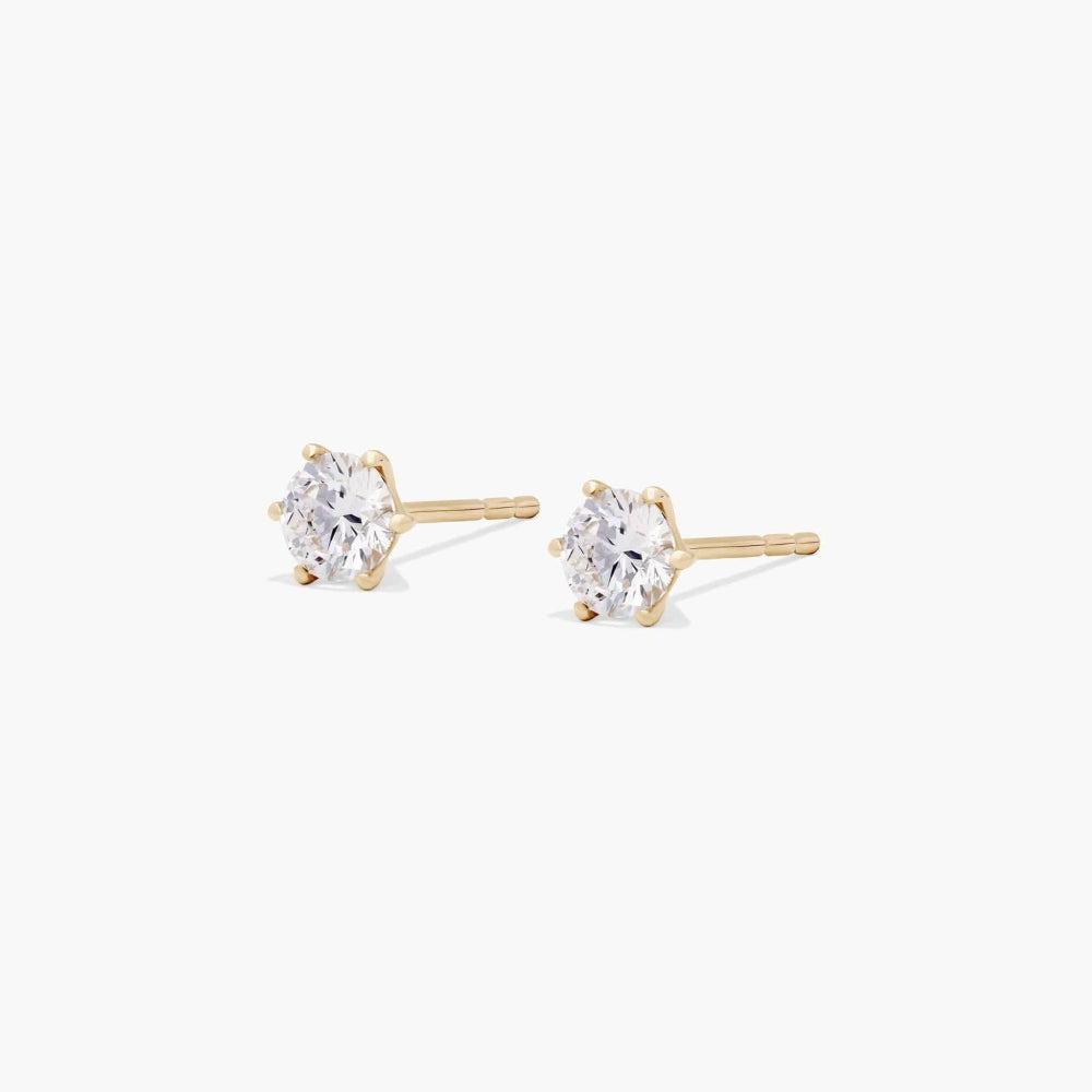 2ctw Six-Prong Round Cut Moissanite Basket Stud Earrings