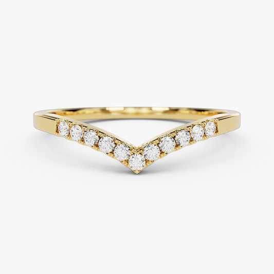 V-Shaped Lab Grown Diamond Wedding Band-1.5 mm