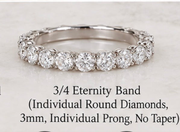 Custom Ring-Round Cut 3/4 Eternity Band