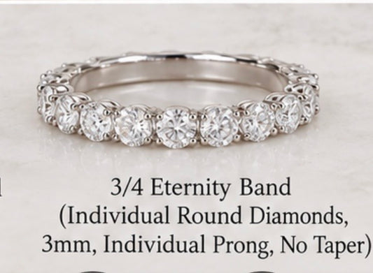 Custom Ring-Round Cut 3/4 Eternity Band