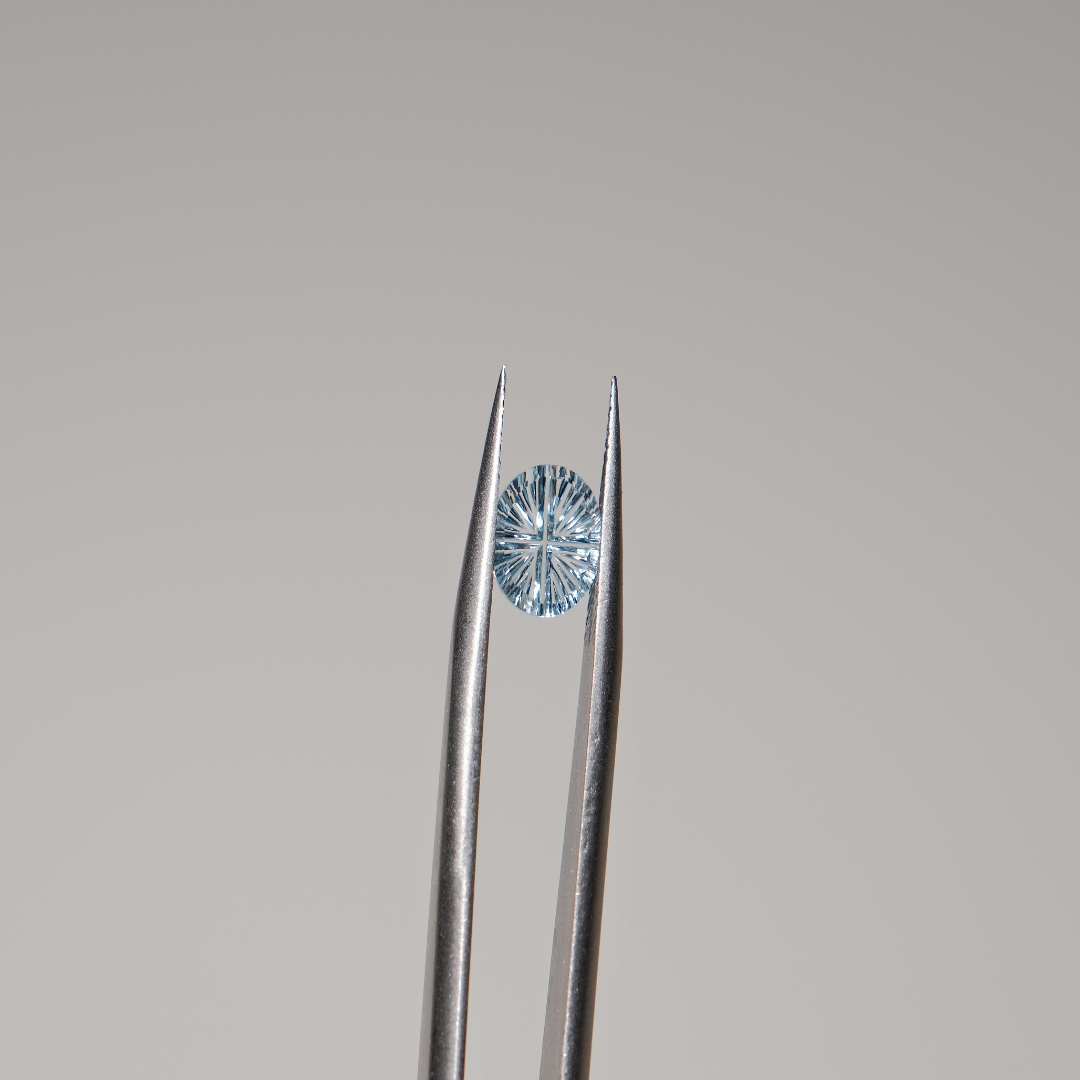 Fancy Cut Lab Oval Cut Sky Blue Topaz Gemstone