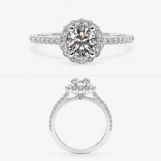 Custom Ring-1.5CT Round Cut Halo Moissanite Engagement Ring