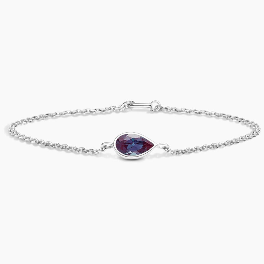 1CT Pear Shape Lab Alexandrite Bracelet in Sterling Silver