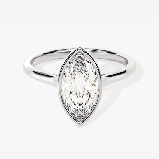 Marquise Cut Bezel Moissanite Engagement Ring